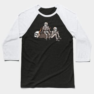 Fire and Skull, Fire and Skeleton Baseball T-Shirt